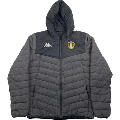 Kappa Men's Puffer Jacket Hooded Badge Logo Grey Black Small - Image 1 of 4