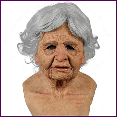 Maschera Halloween maschera realistica vecchio maschera inquietante umana in lattice maschera spaventosa antirughe - Immagine 1 di 4