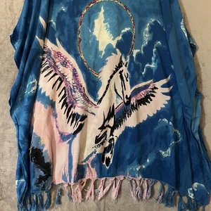 Vintage Original Anthony Kimono Top Poncho Womens One Size Pegasus Sky Blue - Picture 1 of 11