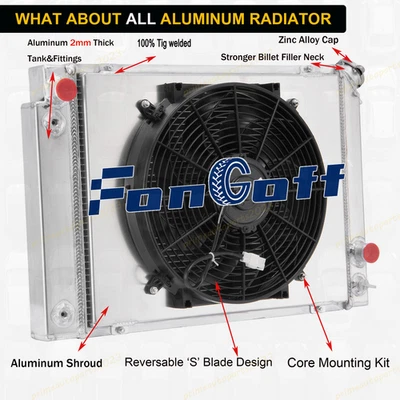 For 1984-1988 86 Pontiac Fiero 2.5L 2.8L AT Aluminum 3 Core Radiator Shroud Fan — 第 1/4 张图片