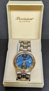 PRECISION by Gruen Watch Mens Quartz Dress Gold/Silver band,date w/ box Working - Picture 1 of 13