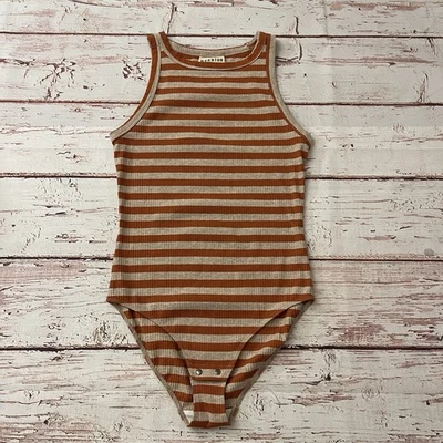 MOHNTON MADE Bodysuit Women's Size Small Ribbed One Piece Top Striped - Image 1 of 4