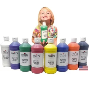 Kid's Washable Finger Paint Set of 8 Colors | 16 oz Bottles | Safe and Non-To... - Picture 1 of 9