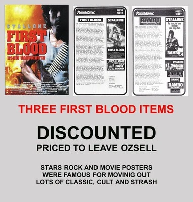 @ PRESS SHEET: FIRST BLOOD 1982 DREW art + FIRST BLOOD 2 Sly Stallone Rambo - Bild 1 von 4