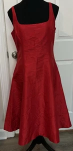 Lauren Ralph Lauren Vintage Seide rot A-Linie Flare Tank Party Kleid Gr. 6 Taschen - Bild 1 von 12
