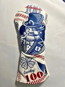 Custom Lucky Coin Driver Headcover – White W/Multi Color Stitch, Premium Lining - Picture 1 of 7