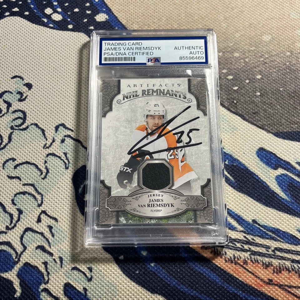 2019-20 Upper Deck Artifacts #NR-JR James Van Riemsdyk NHL Remnants PSA/DNA Auto - Image 1 of 2