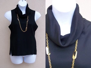 Exclusively Misook cowl neck sleeveless shell top size M Black shirt blouse - Picture 1 of 10