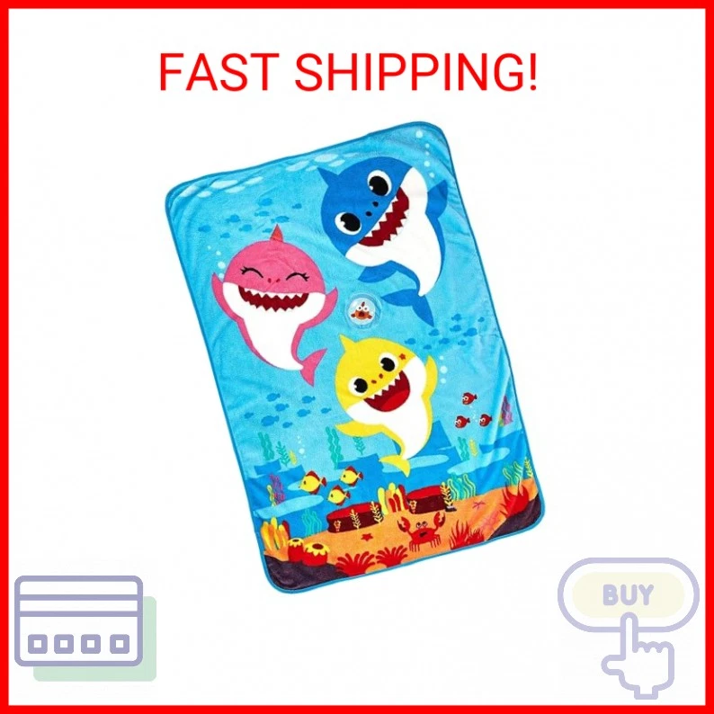 Baby Shark Bsh129 Musical Warm Plush Throw Blanket That Plays The Baby Sha …