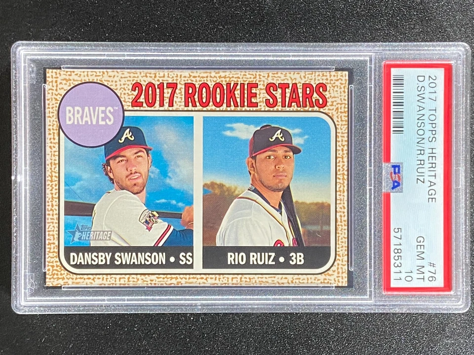 Topps Heritage #76 Dansby Swanson RC 2017 PSA 10 Chicago Cubs Foto 1 de 1