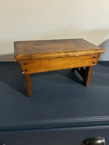 Vintage 15 X  8 Solid Wood Foot Stool Bench Rustic Primitive Milking Handmade - Picture 1 of 5