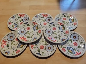 THRESHOLD MELAMINE SALAD PLATES ROPED VASAIO FLORAL COLLECTION - SET OF 8 - Picture 1 of 8