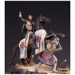 1/24 Resin Model Kit Horseman Medieval Knight Templar & Saracen Unpainted - Picture 1 of 4
