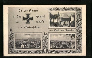 Künstler-AK Kempten, Neustadt, Altstadt, Burghalde, Eisernes Kreuz - Picture 1 of 2