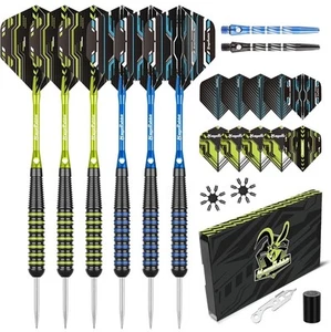 Steel Tip Darts Set 6er Pack 22g, Metalldarts mit 16 Stück Dart Flights 8 Stück Shafts - Bild 1 von 8
