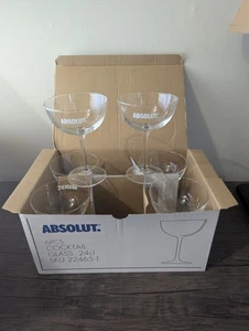 6× Absolute Vodka Cocktail Glasses - 24cl - Brand New Boxed - Picture 1 of 5