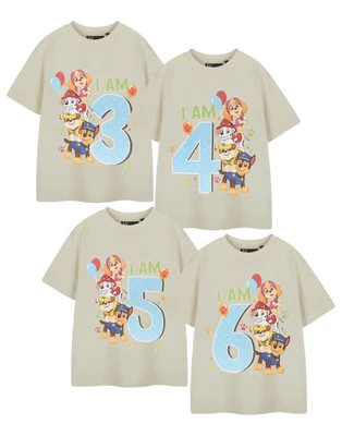 Paw Patrol Beige Birthday Age Short Sleeved T-Shirt Boys - Image 1 of 4