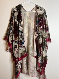 Simply Noelle Womens Sheer Kimono Cardigan | OSFM | Floral Velvet Burnout | Boho - Picture 1 of 5