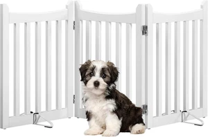 Cancelletto per Cani Estensibile E Pieghevole Di Sicurezza Da Interno in Legno 3 - Foto 1 di 12
