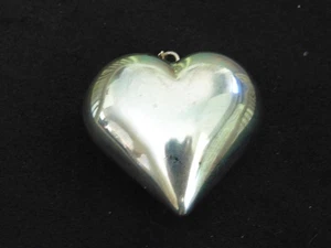 Vtg 925 Sterling Silver Puffy Heart Necklace Pendant 1" thick x 1 1/3 17.8Grams - Picture 1 of 4