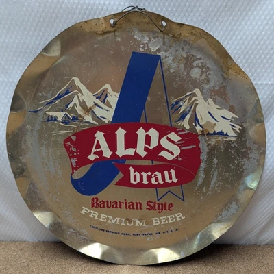 Alps Brau Beer Serving Tray Sign Centlivre Brewing Corp Ft Wayne Indiana 15" - Image 1 of 2