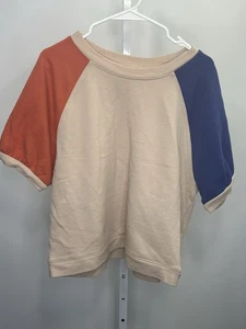 Felpa donna Madewell manica corta color block French Terry, taglia M. 2M - Foto 1 di 6
