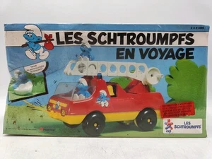 Smurf Culbuto Fire Truck Vintage Smurf Peyo CEJI Fire Antenna2 Figure - Picture 1 of 6