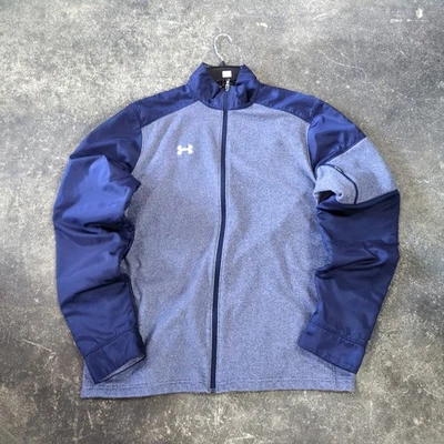 Under Armour Cold Gear Loose Jacket Mens XL Gray Blue Fleece Full Zip Active - Image 1 of 4
