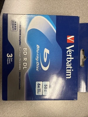 VERBATIM 6X Blu-Ray BD-R DL Dual Layer 50GB Branded Logo 3 pack Sealed  - Image 1 of 2