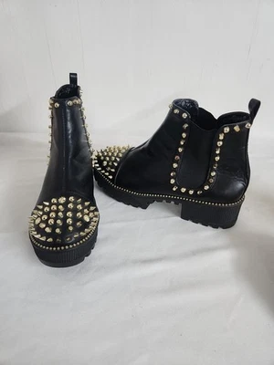 Cape Robbin черный платформе ботильоны женщин 10 золото колючий панк Chelsea ботинок - Изображение 1 из 4