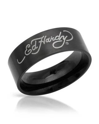 Anillo Banda Atractivo ED HARDY en Acero Inoxidable Negro Talla 10 Foto 1 de 2