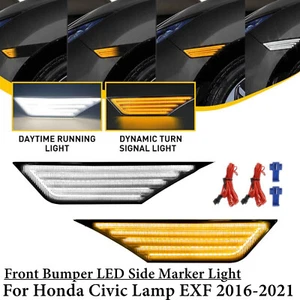 Smoked LED Side Marker Flowing Indicator Turn Signal Light For Honda Civic 16-21 - Picture 1 of 12