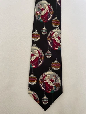 Cambridge Classics Silk Santa Toys Ornaments Christmas Silk Necktie - Image 1 of 4