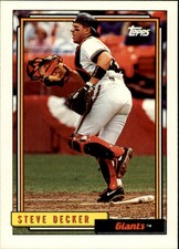 1992 Topps San Francisco Giants Baseball Card #593 Steve Decker