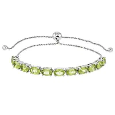 5 克拉椭圆形切割实验室制作 Peridot 女士链式手链 14K 白金饰面 — 第 1/3 张图片