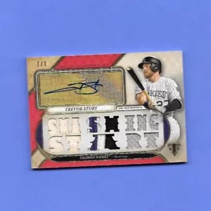TREVOR STORY 2017 Topps Triple Threads Autografo Reliquia Smashing Start True 1/1 - Foto 1 di 2