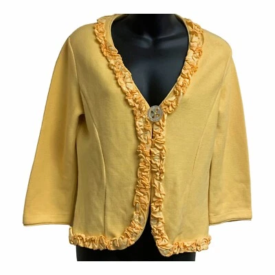 Cárdigan tejido WILLOW amarillo cascada escombros un botón talla S/M Foto 1 de 4