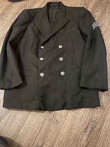 US NAVY Black Gold Button Blazer Military Size 40 R Patriot Jacket Vintage - Picture 1 of 9