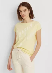 Lauren Ralph Lauren Script-Logo Cotton-Blend T-Shirt, Size S/P - Picture 1 of 7