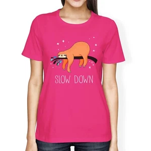 1Tee Damen Loose Fit Slow Down Faultier T-Shirt - Bild 1 von 20