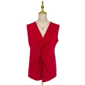 Eddie Bauer Sz L Red Twist Front Sleeveless Pullover Stretch V Neck Tank Top EUC - Bild 1 von 16