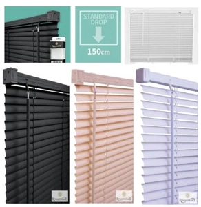 PVC Venetian Blinds Window Door Blind Easy Fit Trimable All Sizes Drop 150cm - Picture 1 of 8