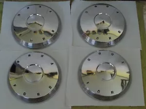 NOS 61 62 Ford Dog Dish HUB CAPS 10 1/2" Set of 4 Galaxie 500 HIPO 1961 1962 - Picture 1 of 7