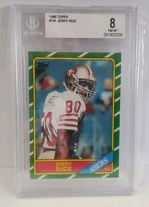 1986 Topps Football 161 JERRY RICE ROOKIE CARD/RC San Fran 49ers Beckett 8 NM-MT - Bild 1 von 2