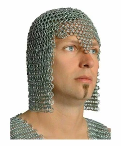 10 mm Chainmail Coif Made of Mild Steel Butted Rings Chain mail Hood Reenactment - Picture 1 of 2
