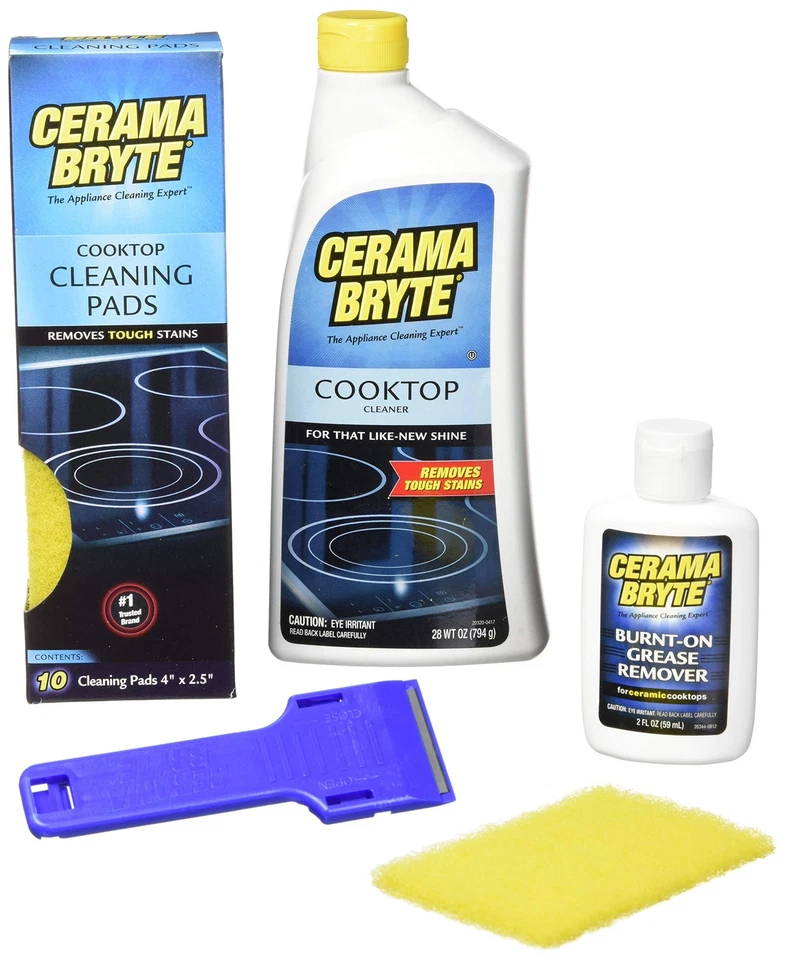 Value Kit Ceramic Cooktop Cleaner 28oz Scraper 10 Pads Burnton Grease Remover 2 - Image 1 of 1