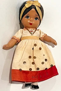 Vintage Komposition Mexico Puppe, Glasperlen Halskette, geflochtene Haare, Pailletten - Bild 1 von 5