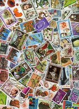 BUSTA CON 100 ESOTICI FRANCOBOLLI TROPICALI DIVERSI + OMAGGI