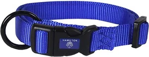 Hamilton Pet Adjustable Nylon Dog Collar Blue 3/4" By 16-22 Inch Solid Ring NEW - Picture 1 of 1