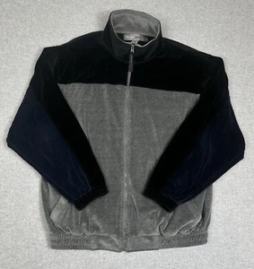 Giacca vintage Y2K anni 90 Perry Ellis full zip XL grigio nero velluto colorblock - Foto 1 di 10